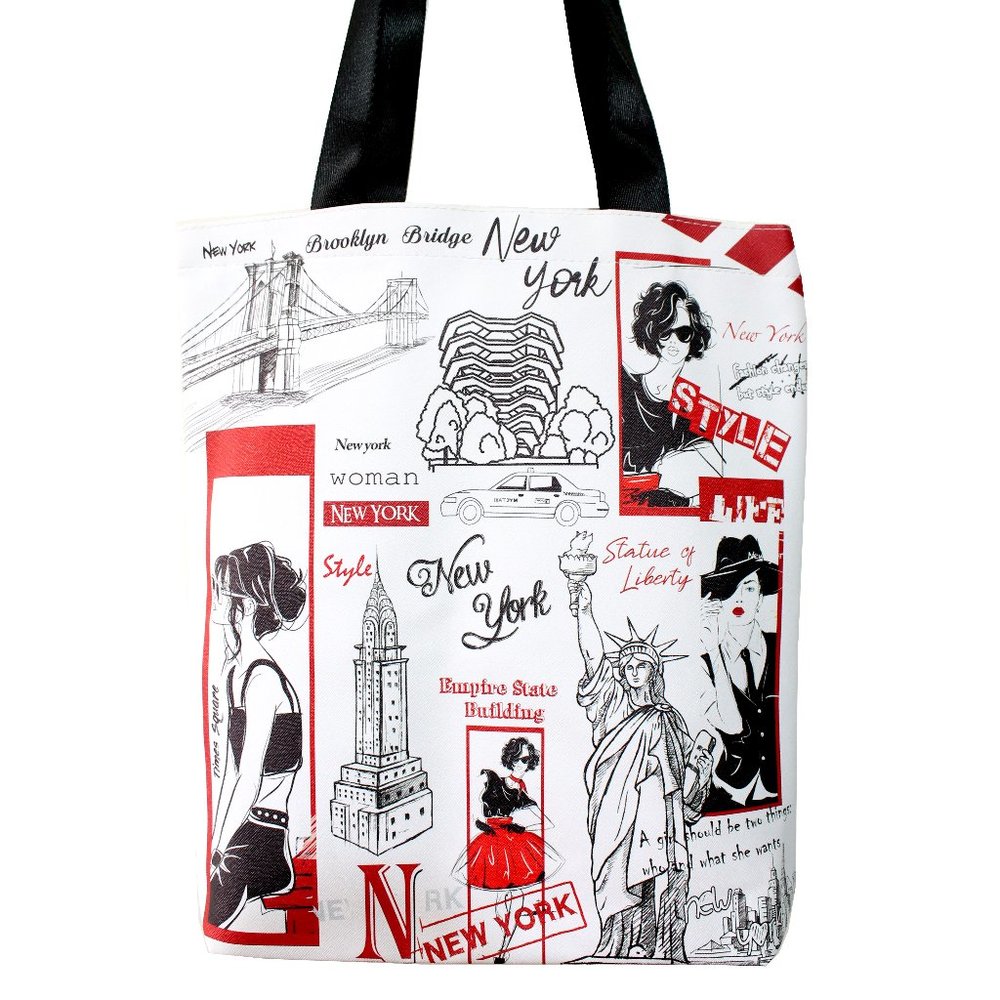 New York Souvenir Shopping Shoulder Tote Bag-Women